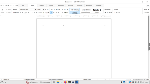 screenshot della modifica di visualizzazione di LibreOffice Writer in stile Office