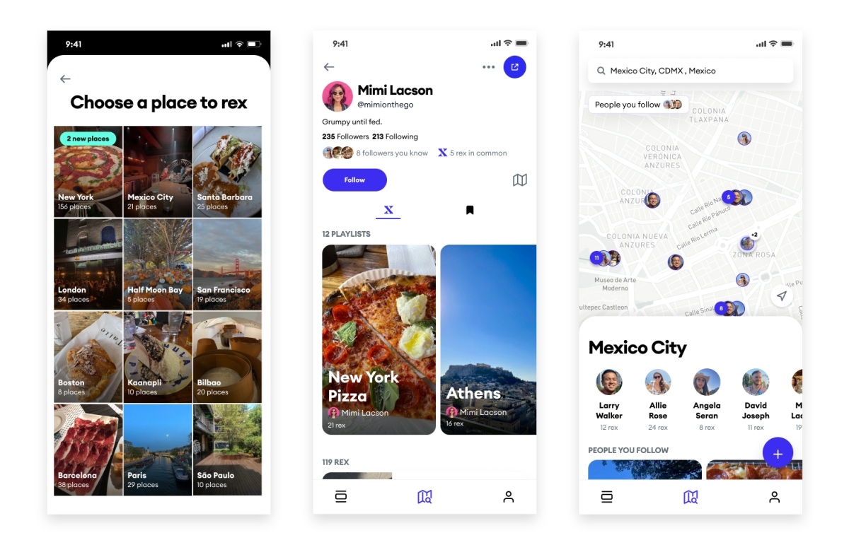 Rex's new app makes it easy to discover and share recommended places with friends