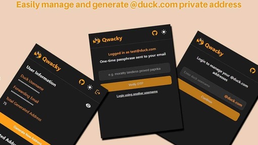 Qwacky, un client open source per gestire gli alias di DuckDuckGo